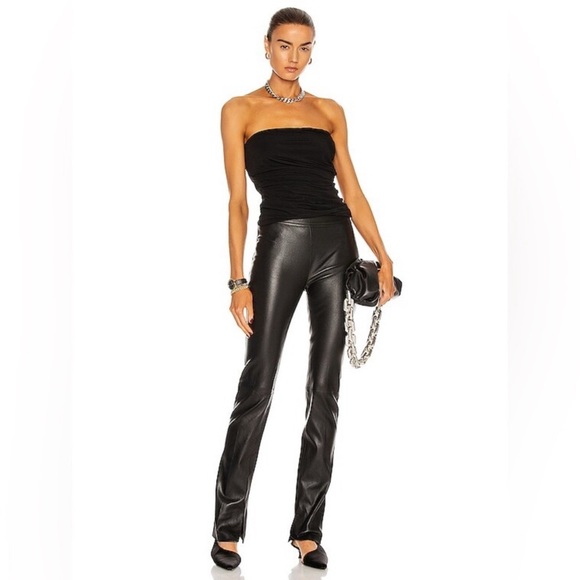 Helmut Lang Lamb Leather Black Core Slit Pants Women's Size 4 - Picture 1 of 12